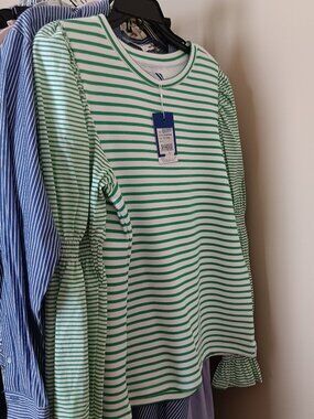 NWT Addison Bay Green Palm Stripe Prep Pullover Size M
